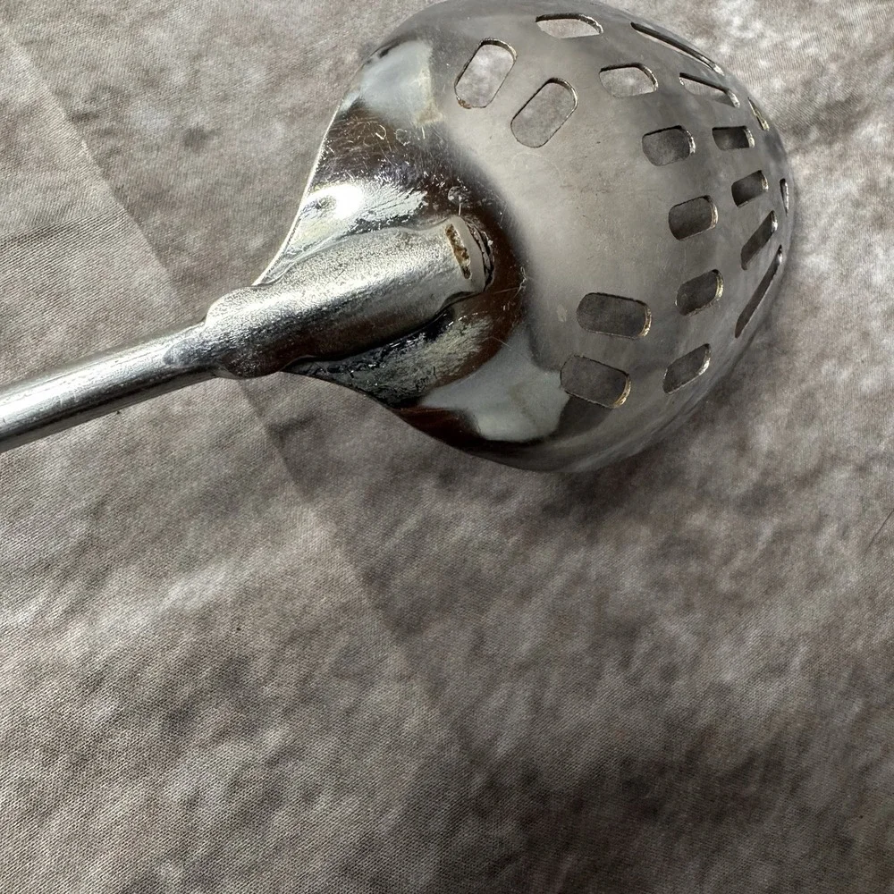Ekco Slotted Serving Spoon Chromium Plated Green Handle 12